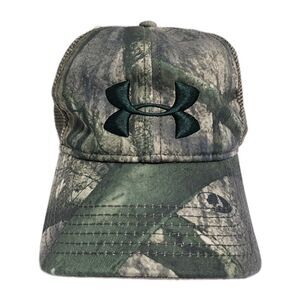 Under Armour Camo Green Trucker Logo Hat Cap Snapback Mesh Fishing Hunting Mossy